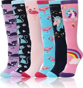 img 4 attached to 🧦 Cute & Crazy: 6 Pairs of Girls Knee High Socks – Perfect Kids Gift with Fun Animal Patterns for 3-12 Year Olds