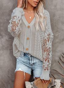 img 2 attached to AlvaQ Women'S Lightweight Lace Crochet Cardigan Sweater Kimono - Casual Oversized Open Front Button Down Knit Outwear