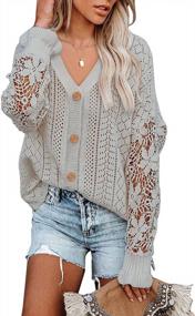 img 4 attached to AlvaQ Women'S Lightweight Lace Crochet Cardigan Sweater Kimono - Casual Oversized Open Front Button Down Knit Outwear