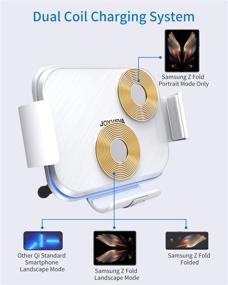 img 2 attached to 🔌 JOYVEVA Dual Coil Wireless Car Charger for Galaxy Z Fold 4/3 - Fast Charging Phone Holder & Landscape Mount (White)