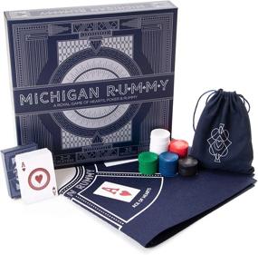 img 4 attached to Michigan Rummy: A Royal Game Of Hearts, Poker & Rummy – Betting & Bluffing Board Game – Classic Family Card Game For Adults & Kids – 200 Poker Chips, 24" X 24" Mat & Custom Card Deck
