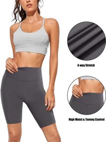 img 2 attached to Women'S High Waisted Biker Shorts 5/8" Compression Yoga Workout Athletic With Pockets