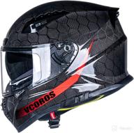 🏍️ vcoros fa-602 carbon fiber full face motorcycle helmet: unisex-adult dual visor helmets for ultimate safety and style logo