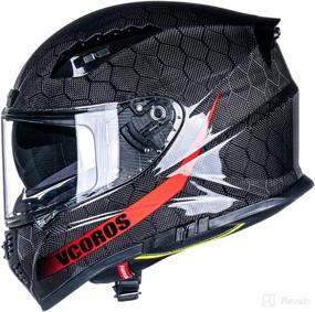 img 4 attached to 🏍️ VCOROS FA-602 Carbon Fiber Full Face Motorcycle Helmet: Unisex-Adult Dual Visor Helmets for Ultimate Safety and Style