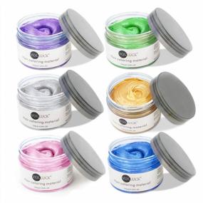 img 4 attached to 6 Colors Hair Coloring Wax Temporary Hair Clay Pomades 4.23 Oz- Purple Green Gray Gold Pink Blue Hair Dye - Natural Hair Dye Material Disposable Hair Styling Clay Ash For Cosplay,Halloween,Party