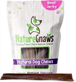 img 4 attached to Premium Natural Beef Gullet Sticks For Large Dogs - Nature Gnaws Beef Jerky Chews - Simple Single Ingredient Dog Chew Treats - Rawhide Free - 9-10 Inch