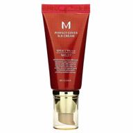 missha m perfect cover bb cream #27 spf 42 pa+++ 50ml-lightweight, multi-function, high coverage makeup to help infuse moisture for firmer-looking skin with reduction in appearance of fine lines логотип