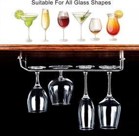 img 1 attached to 2-Pack Stainless Steel Under Cabinet Wine Glass Rack Holder With 3 Silicone Stoppers - Home, Bar, Kitchen Decor