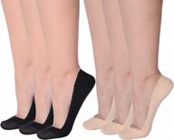 flammi женские 6 пар носков-невидимок на плоской подошве с ультранизким вырезом, нескользящая подкладка из хлопка и нейлона с ручкой на пятке логотип
