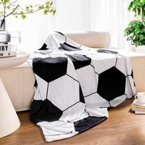 img 2 attached to SKOLOO Soccer Blanket For Girls And Boys, Soft Black And White Throw Blanket For Couch, Warm Cozy Fur Throw Blanket For Teens Girls Boys Men Women Birthday Or Christmas, Blankets Gift For Winter