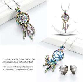 img 2 attached to Imrsanl Flower And Feather Dream Catcher Pendant Necklace - Cremation Jewelry Keepsake For Ashes With Urn For Women, Men, And Pets