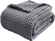 12 lbs zonli chunky knitted weighted blanket - cool twin size for couch bed, handmade breathable evenly distributed throw for sleep & home decor (light grey, 48''x72'') logo