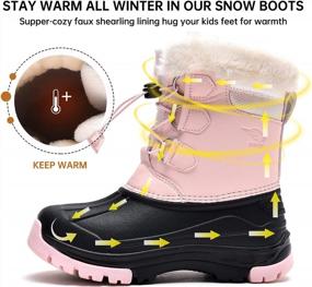 img 3 attached to Оставайтесь в тепле и сухости с зимними ботинками Quseek Kids Winter Snow Boots: водонепроницаемыми, утепленными и нескользящими!