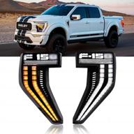 ford f150 2020-2021 led front fender side marker lights with sequential flash signal drl lamp logo