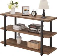 rustic foluban console table with 3-tier open shelf, industrial entryway sofa table for living room, easy assembly - oak 55 inch логотип