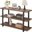 rustic foluban console table with 3-tier open shelf, industrial entryway sofa table for living room, easy assembly - oak 55 inch logo