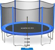 kids trampoline with enclosure net - astm and cpsia approved for safe bounce outdoor backyard fun in 8ft, 10ft, 12ft, 14ft & 16ft sizes logo