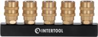 воздушный коллектор intertool с 5-ходовым прямым разветвителем, 1/4-дюймовой внутренней резьбой npt и разъемами для быстрой смены навесного оборудования pt08-1857 логотип