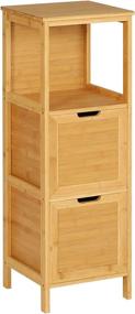 img 4 attached to Bamboo Corner Bathroom Storage Cabinet With 2 Drawers And 3 Shelves, Freestanding Tall Organizer Rack Stand Shelf For Bedroom, Living Room, Kitchen By VIAGDO