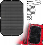 jeep wrangler jk mesh sunshade top cover 2-door with uv protection - fits jeep wrangler jk & unlimited 2007-2018, includes 13 black bungee cords logo