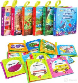 img 4 attached to 📚 Baby Bath Books: 6PCS Soft Cloth Books with Crinkle Paper, Squeaker Button, Washable & Non-Toxic - Educational Preschool Learning Toy for Babies, Infants, Toddlers, Kids