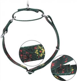 img 1 attached to Heavy Duty Martingale Dog Collar For Large Boy & Girl Dogs - Daily Use Walking, Professional Training, Double Ring Attach ID Tags/Martingale Collar/Regular Collar (Large, Green Plum Flower)