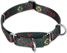 img 3 attached to Heavy Duty Martingale Dog Collar For Large Boy & Girl Dogs - Daily Use Walking, Professional Training, Double Ring Attach ID Tags/Martingale Collar/Regular Collar (Large, Green Plum Flower)