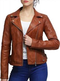 img 2 attached to Vintage Lambskin Genuine Leather Biker Jacket For Women By BRANDSLOCK