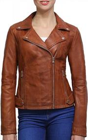 img 3 attached to Vintage Lambskin Genuine Leather Biker Jacket For Women By BRANDSLOCK