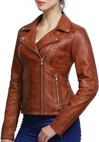 img 4 attached to Vintage Lambskin Genuine Leather Biker Jacket For Women By BRANDSLOCK