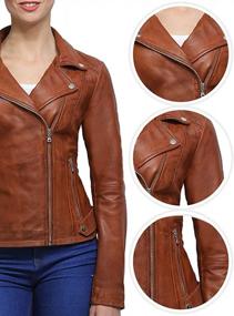 img 1 attached to Vintage Lambskin Genuine Leather Biker Jacket For Women By BRANDSLOCK
