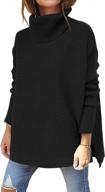 women's turtleneck sweater oversized long batwing sleeve split hem asymmetric pullover knit top fall winter logo