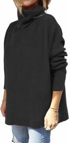 img 3 attached to Women'S Turtleneck Sweater Oversized Long Batwing Sleeve Split Hem Asymmetric Pullover Knit Top Fall Winter