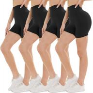 women's 5" buttery soft biker shorts: 4 pack high waist spandex for summer workouts & yoga! logo