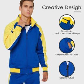 img 2 attached to TOLOER Men'S Full Zip Activewear Tracksuit - Stay Warm And Stylish During Sports Or Casual Activities