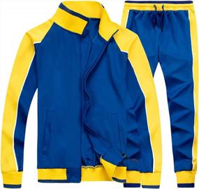 img 4 attached to TOLOER Men'S Full Zip Activewear Tracksuit - Stay Warm And Stylish During Sports Or Casual Activities