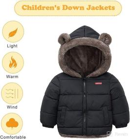 img 2 attached to 🧥 Kids Puffer Jacket with Hood, Fleece Lining, Elastic Cuffs - Warm Outerwear Down Coat by Happy Cherry