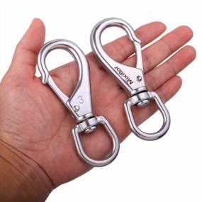 img 2 attached to Mixiflor 4.75 Inch Stainless Steel Swivel Snap Hooks - Heavy Duty Spring Clips For Boats, Anchors, And Ropes (2 Pack)