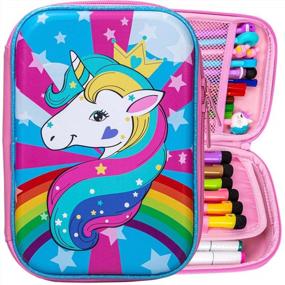 img 4 attached to Unicorn Pencil Case For Girls, Cute Kids Pencil Box, School Large Capacity Pencil Bag With Double Zipper