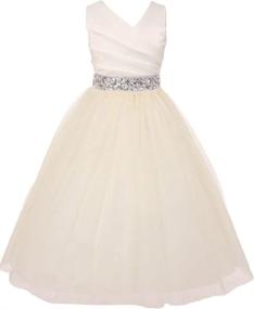 img 3 attached to 👗 10 Girls' Clothing Ivory Rhinestone Communion Flowers Dresses