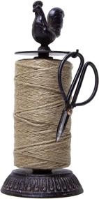 img 4 attached to 🐓 Vintage Jute Twine Spool and Scissors Holder for Garden, Farmhouse, and Kitchen - Antique Twine and Scissors Set with Black Rooster Design by SOFFEE DESIGN