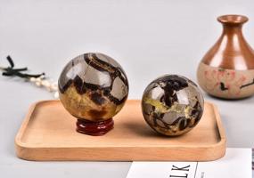 img 1 attached to Dragon Septarian Stone Crystal Sphere With Wooden Base: A Beautiful And Natural Decorative Piece