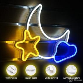 img 1 attached to 🌙 Mystical Moon and Star Neon Sign: Invoking Aesthetic Night Glow for Cute Bedroom Décor, Kids' & Teens' Delightful Gift