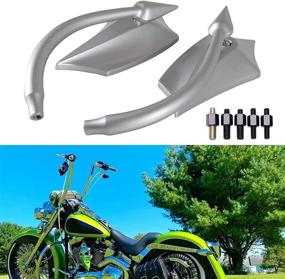 img 2 attached to JMTBNO Universal 8MM 10MM Motorcycle Mirrors Rear View Compatible With Harley Breakout Street Glide Road King Spostster Softail (Silver With Screw For Harley)