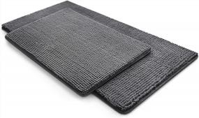 img 4 attached to Microdry Bath Mats: Super Absorbent, Skid-Resistant Base & Thick Washable Rugs - 2 Piece Set In Dark Gray