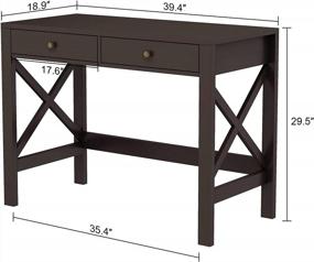 img 2 attached to Modern Espresso Home Office Study Desk With Drawers - 40 Inches, Ideal For Makeup Vanity Or Console Table - ChooChoo