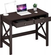 modern espresso home office study desk with drawers - 40 inches, ideal for makeup vanity or console table - choochoo логотип