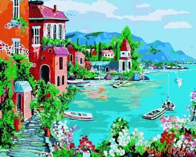 img 4 attached to Silent Harbour Pattern Paint By Numbers Kit For Adults And Kids - DIY Acrylic Painting Fun!