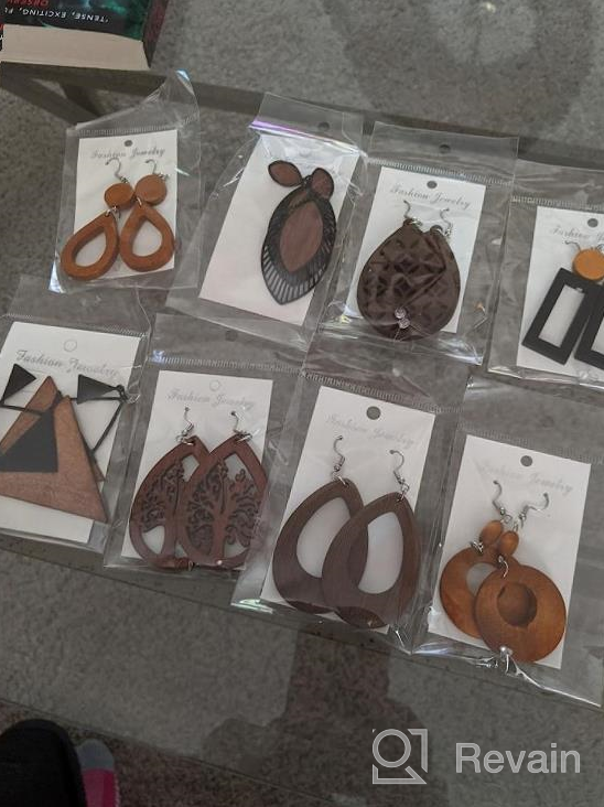 img 1 attached to Get The Ethnic Look With Udalyn'S 9-Pair Wooden Dangle Earrings For Women review by Michael Paquette