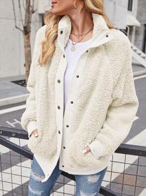 img 3 attached to TECREW Women'S Sherpa Fleece Button Coat With Loose Fit And Long Sleeves - Winter Outwear